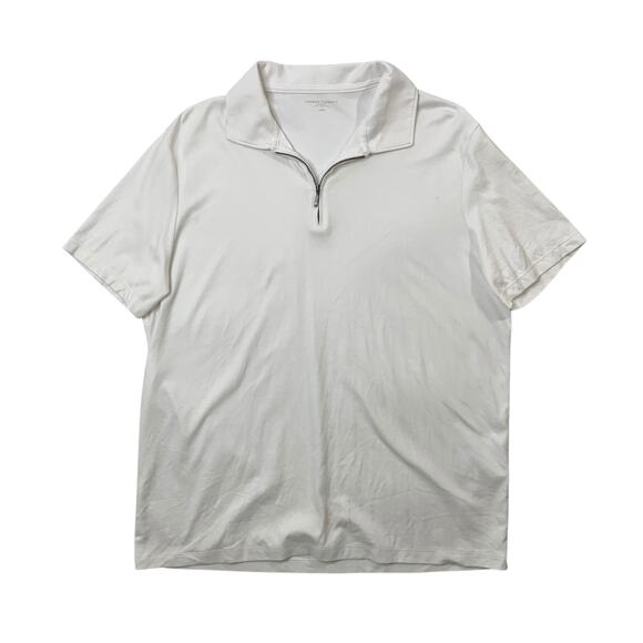 Charles Tyrwhitt Polo Shirt Mens L Large White Cotton 1/4 Zip Short Sleeve Golf - Picture 1 of 11
